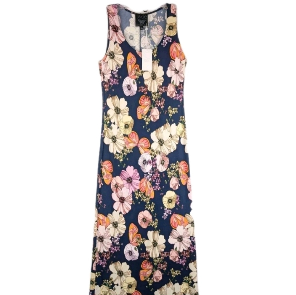 Johnny Was Jade Khai Tank Maxi Dress Womens Small Rosabelia Blue Floral $350